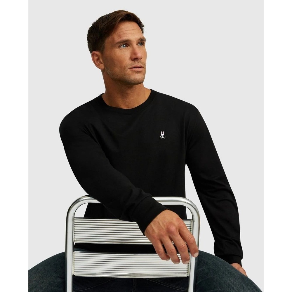 Psycho Bunny Mens Black Long‎ Sleeve Pima Cotton T-Shirt Size 5